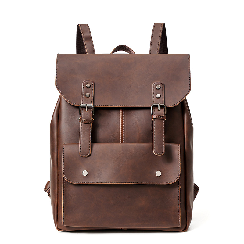 Leather Work Rucksack Mens - GOYN Vintage หนังผู้ชายกระเป๋าเป้สะพายหลัง 14 นิ้วกระเป๋าแล็ปท็อปกันน้ํายูทิลิตี้ขนาดใหญ่ความจุ Rucksack