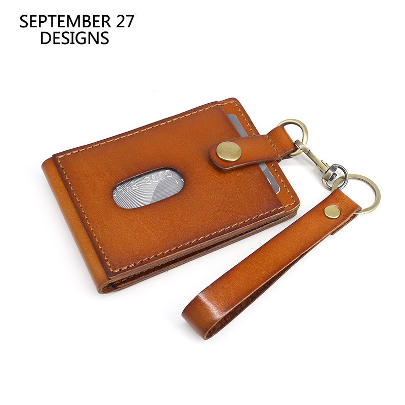 Leather Work Japan - ที่ใส่บัตรประจำตัวสำหรับใส่บัตรหนังแท้สำหรับใส่บัตรแบบม้วนมีสายสายห้อยคอพับเก็บได้กระเป๋าใส่ใบขับขี่บัตรประชาชน