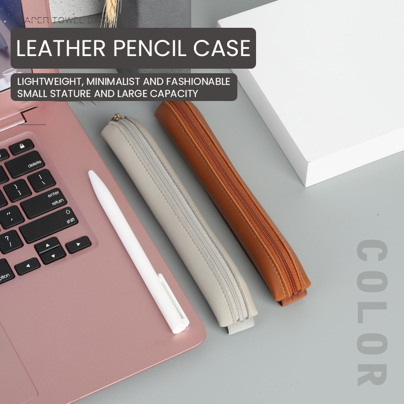 Leather Work Diary - ที่ใส่ปากกาหนัง PU มีซิปเคสปากกาหมึกซึมพร้อมยางยืดสำหรับสำนักงานโน้ตบุ๊คสมุดบันทึกการวางแผน