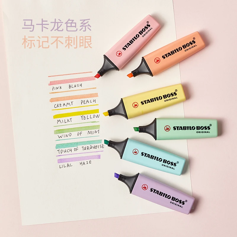 Stabilo Marker Boss - 1/6PCS เยอรมนี Stabilo BOSS Macarons Highlighter
