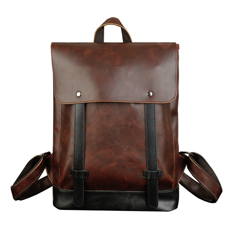 Leather Work Rucksack Mens - GOYN ผู้ชายกระเป๋าเป้สะพายหลังหนังวินเทจ 14 นิ้วแล็ปท็อป Rucksack ความจุขนาดใหญ่กระเป๋านักเรียนนักเรียนกระเป๋าเดินทางธุรกิจทํางาน
