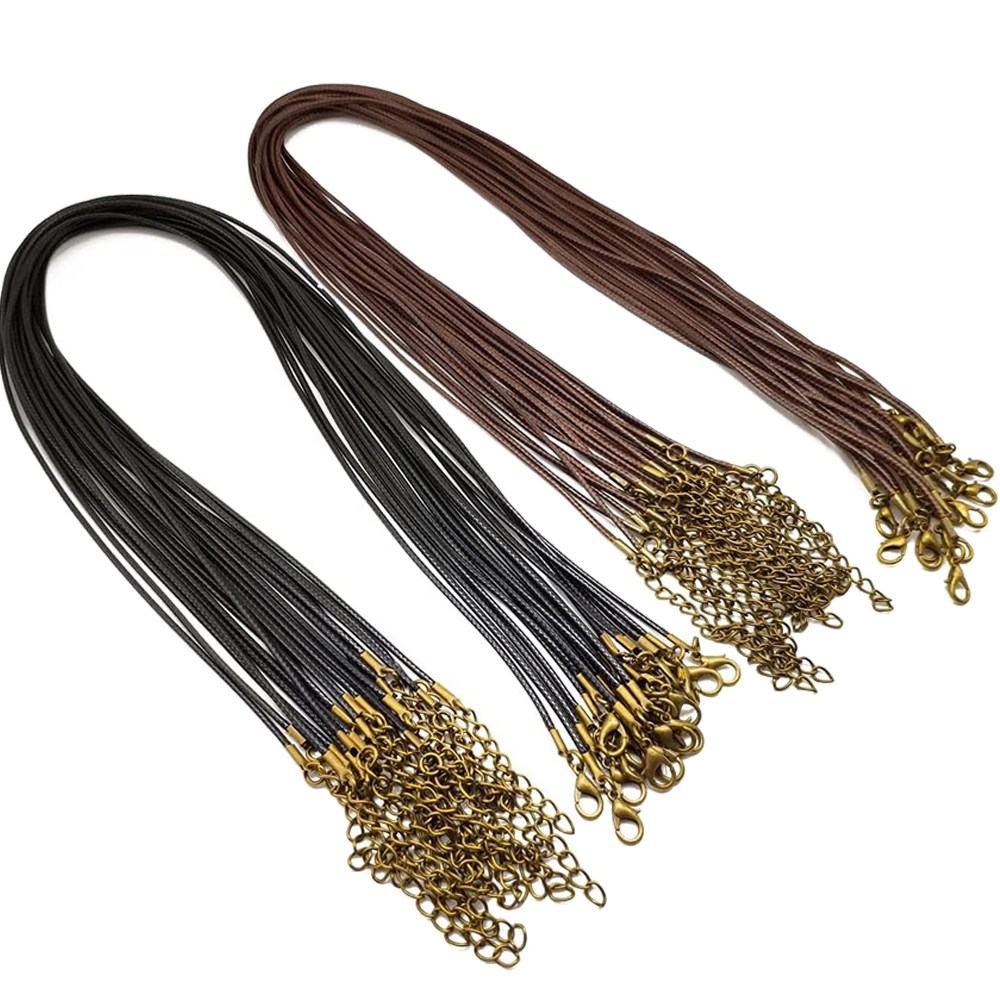 Leatherwork Diy - เชือกสร้อยคอเคลือบแว็กซ์สีน้ำตาล 45 ซม. จำนวน 20 เส้น