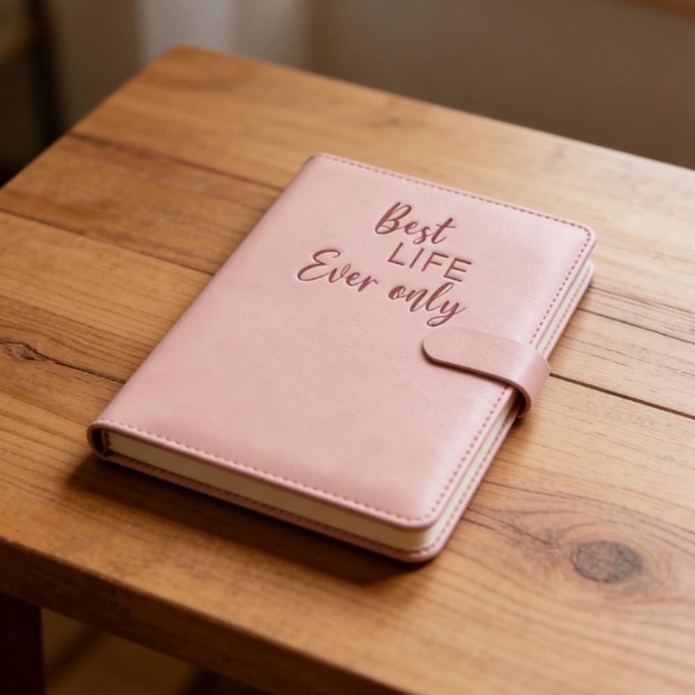 Leather Work Diary - สมุดบันทึกแบบมีซิป A6 พร้อมช่องใส่บัตร ปกหนัง PU แบบแม่เหล็ก
