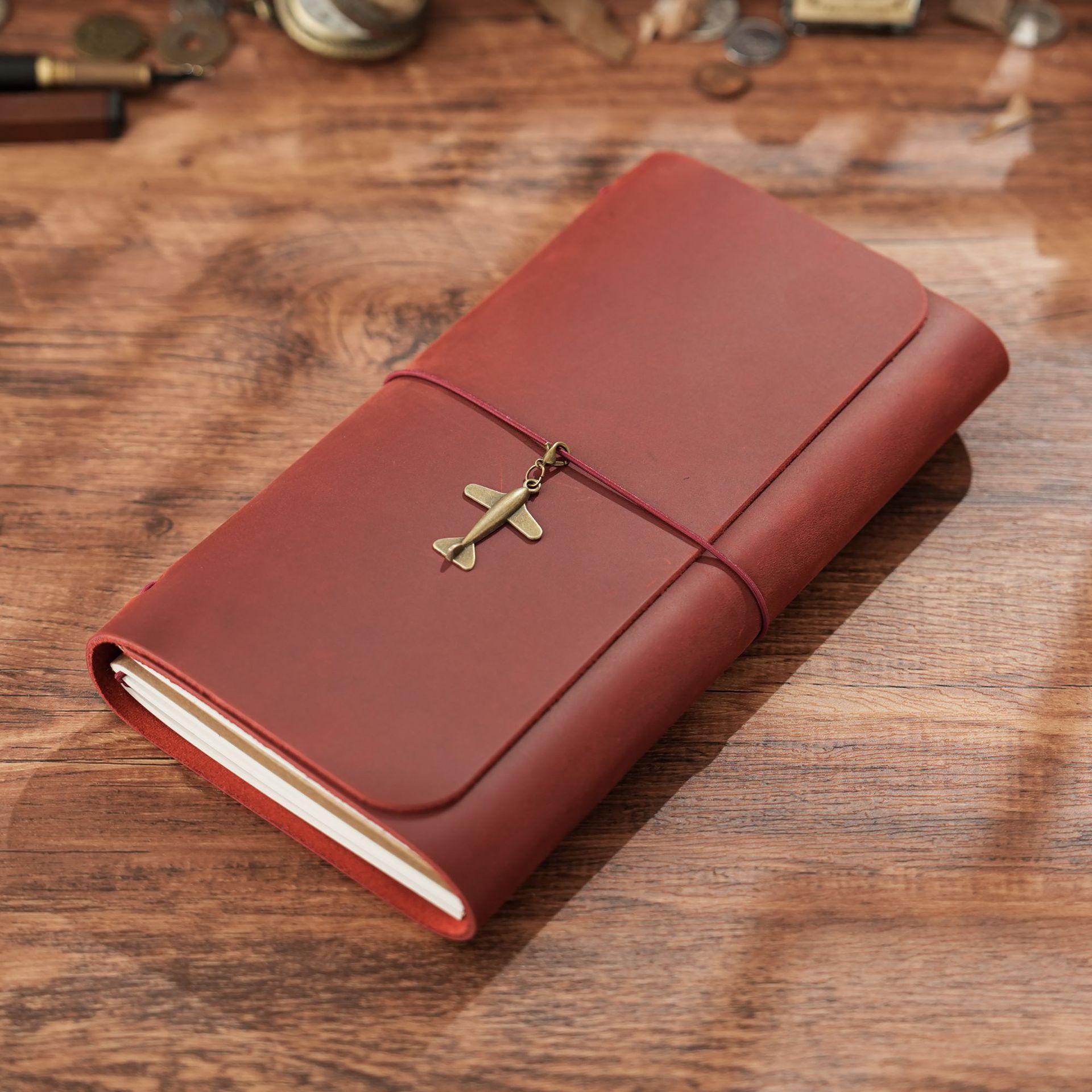 Leather Work Diary - สินค้ามาใหม่ สมุดบันทึกนักเดินทางแบบพับสามตอน หนังวัวแท้ สมุดบันทึกวินเทจ สมุดจดบันทึกสร้างสรรค์ ขนาด