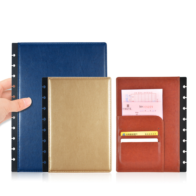 Leather Work Diary - สมุดโน้ตปกหนังแบบหลวมพร้อมรูเจาะแบบเห็ด ปกสมุดโน้ต สมุดโน้ตและสมุดบันทึก แพลนเนอร์แบบดิสก์ แฟ้มดิสก์ แฟ้มแบบห่วง