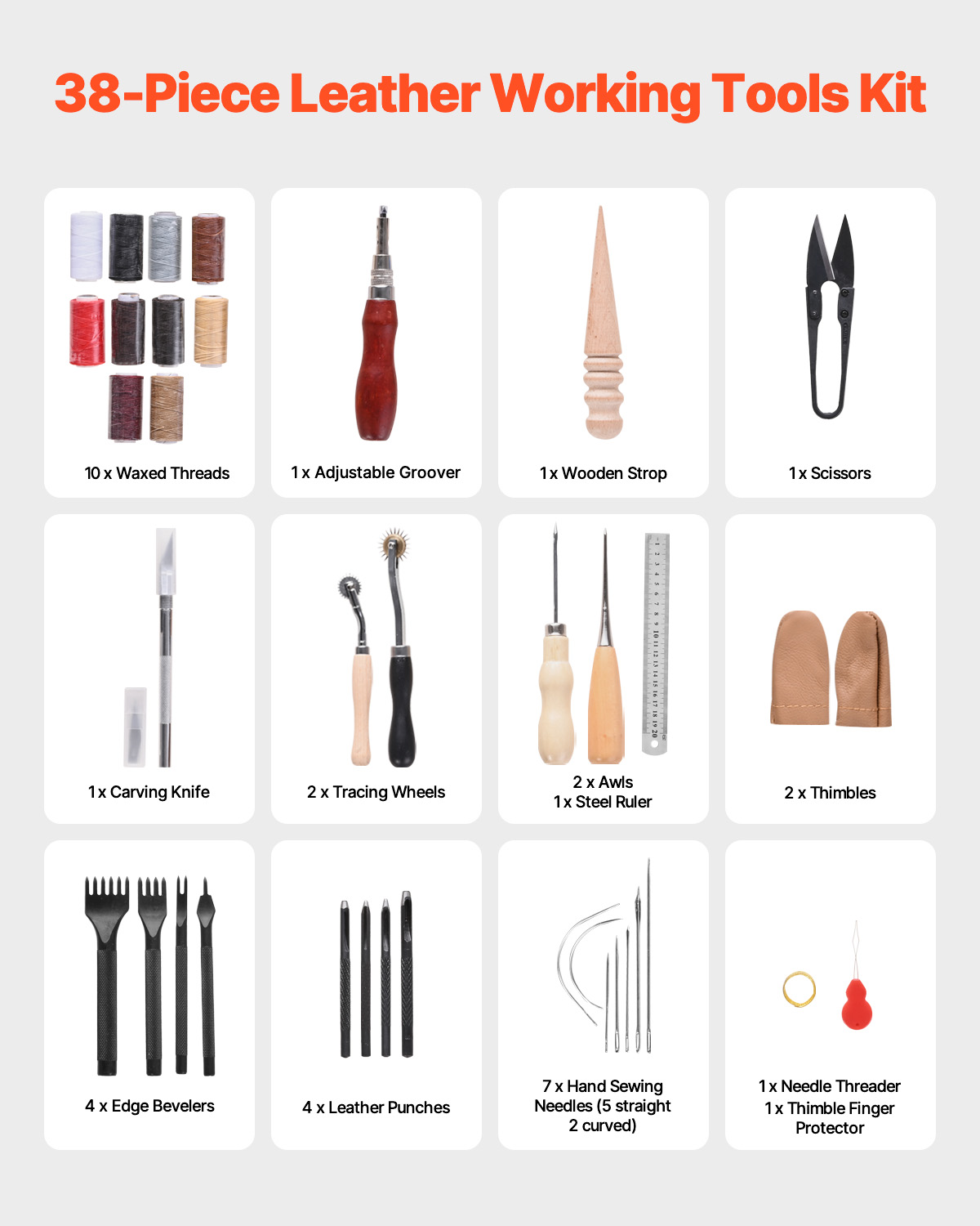 SucceBuy 38/59/61/72/92PCs หนั - Leather Work Organiser บทวิจารณ์และราคา