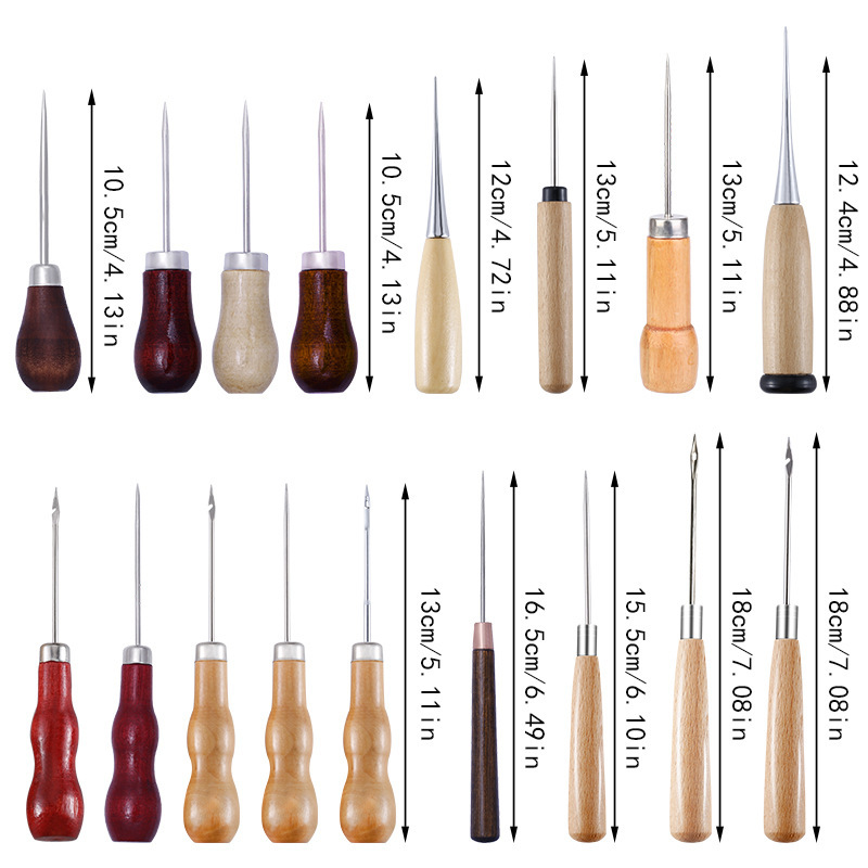 หนัง Awl ไม้ Handle Awls เย็บ  - Leather Work Organiser บทวิจารณ์และราคา