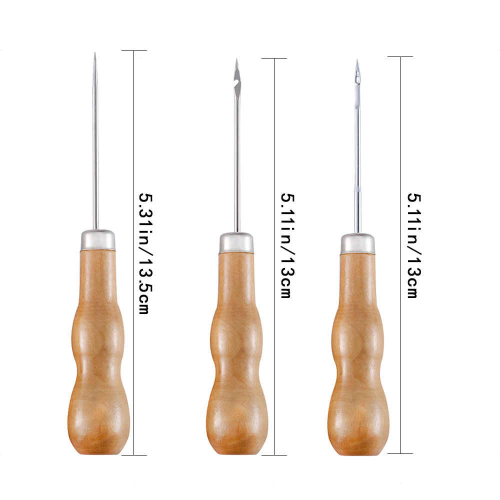 หนัง Awl ไม้ Handle Awls เย็บ  - Leather Work Organiser บทวิจารณ์และราคา