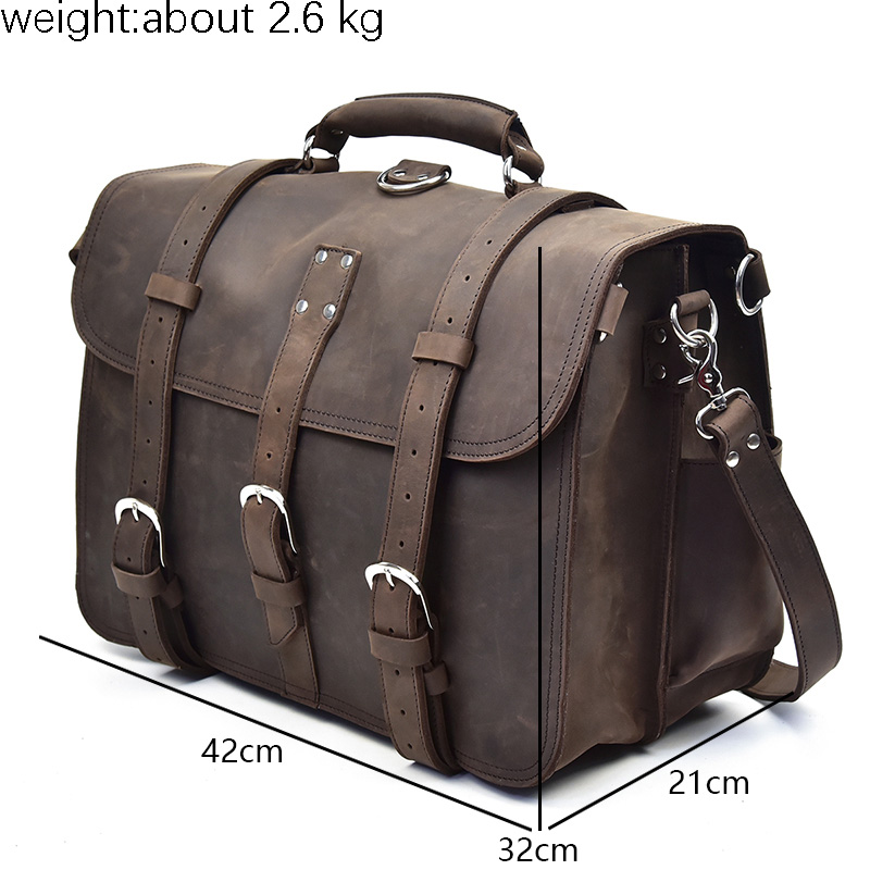 ผู้ชายหนา Crazy Horse หนังแล็ป - Leather Work Rucksack Mens บทวิจารณ์และราคา
