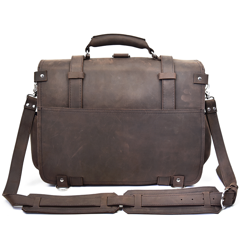 ผู้ชายหนา Crazy Horse หนังแล็ป - Leather Work Rucksack Mens บทวิจารณ์และราคา